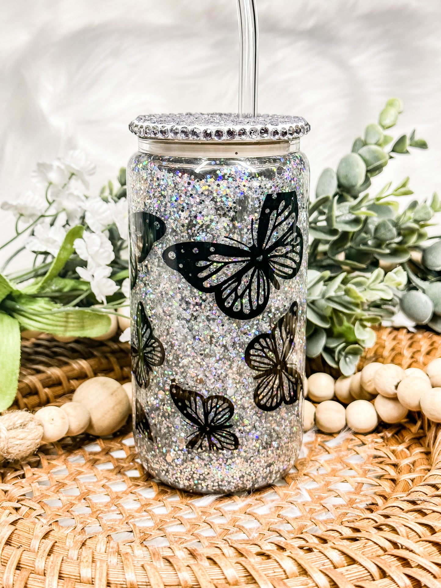 Butterfly Snow Globe Glass Cup